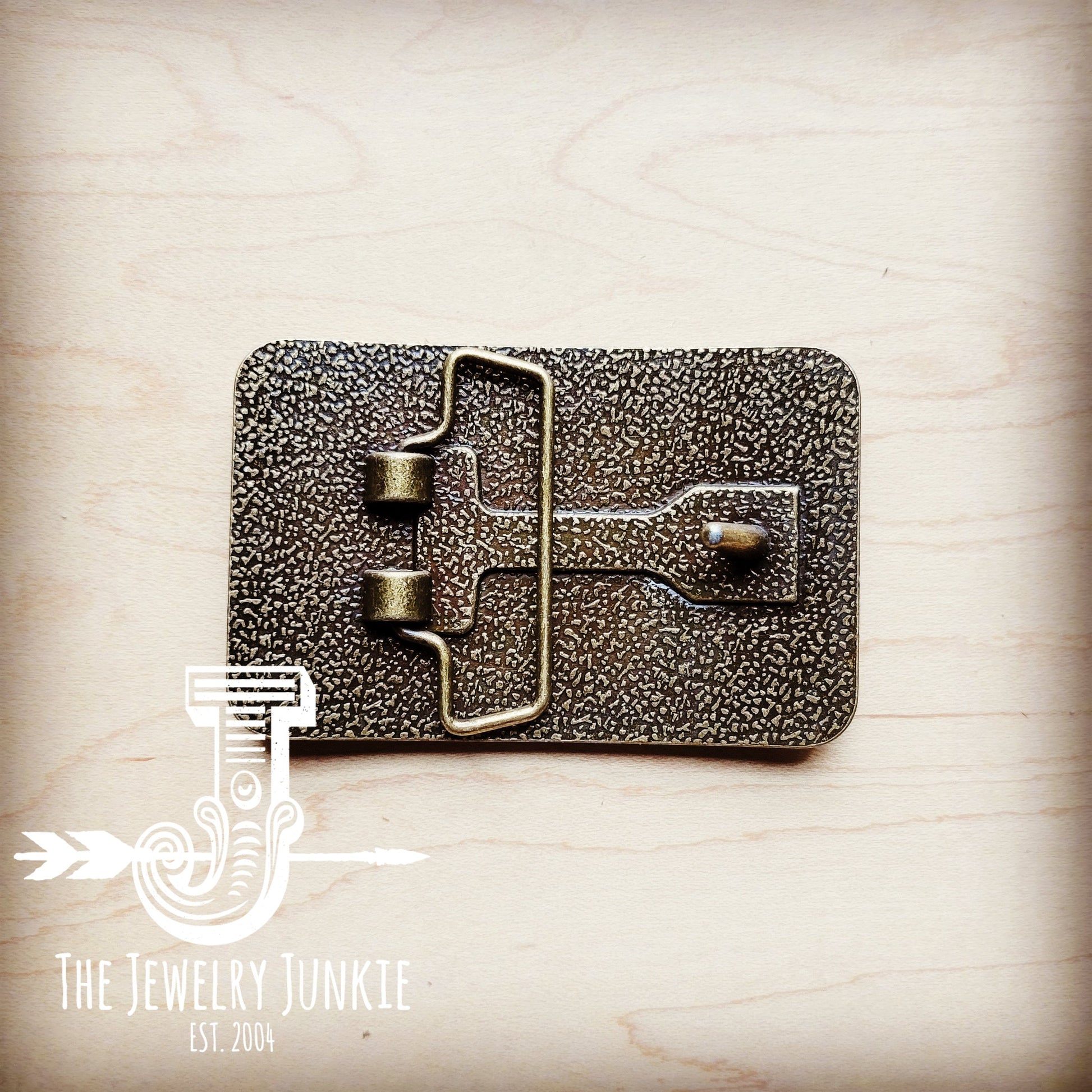 **Rectangle Leather Belt Buckle Gold Hair-on-Hide 904p-1